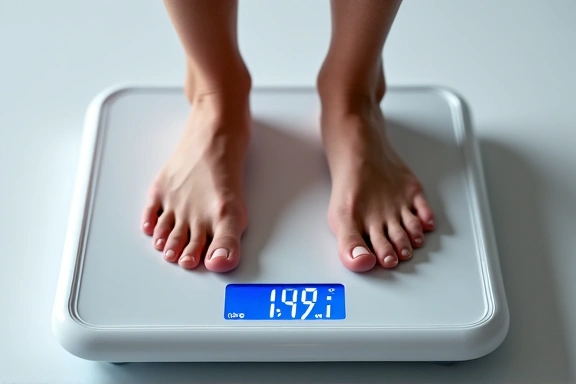 Osoba ważąca się na zaawansowanej wadze do analizy składu ciała